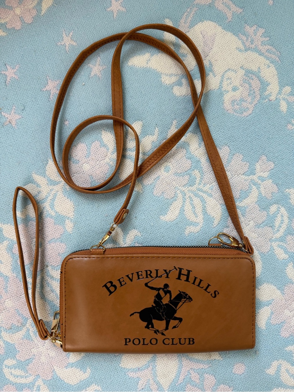 *Beverly Hills Polo Club* Tan Crossbody Wallet Purse with Tassel